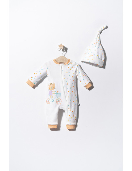 UP-tgs_2911_4,Salopeta cu bulinute cu caciulita pentru bebelusi Cats, Tongs baby, Somon