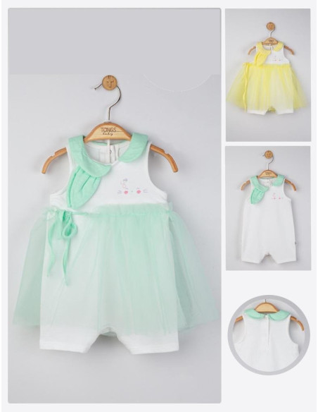 UP-tgs_4200_2,Salopeta de vara pentru bebelusi cu tulle, Tongs baby, Verde