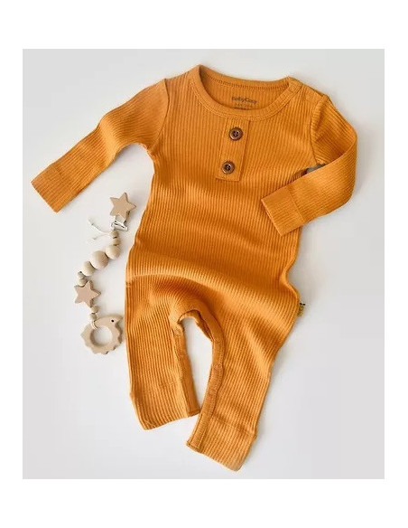 UP-BC-CSYM11408-0,Salopeta cu maneca lunga si panataloni lungi din bumbac organic si modal - Mustar