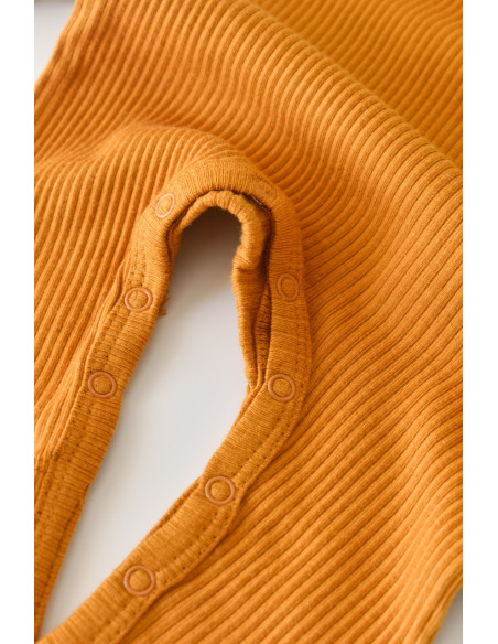 UP-BC-CSYM11408-0,Salopeta cu maneca lunga si panataloni lungi din bumbac organic si modal - Mustar