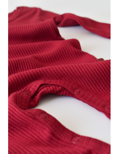 UP-BC-CSYM11410-0,Salopeta cu maneca lunga si panataloni lungi din bumbac organic si modal - Rosu