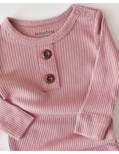 UP-BC-CSYM11411-0,Salopeta cu maneca lunga si panataloni lungi din bumbac organic si modal - Roz 2