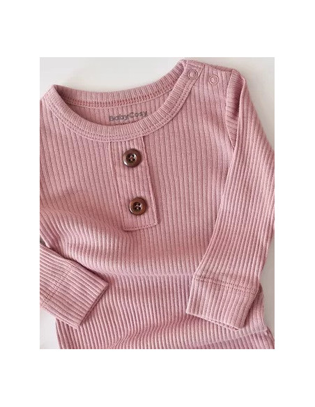 UP-BC-CSYM11411-0,Salopeta cu maneca lunga si panataloni lungi din bumbac organic si modal - Roz