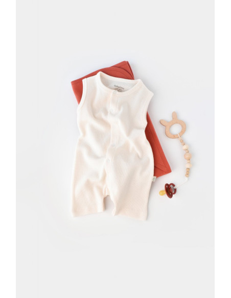 UP-BC-CSYW1008-3,Salopeta fara maneci si panataloni scurti - 100% bumbac organic - Ecru, Baby Cosy