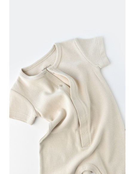 UP-BC-CSYW1012-3,Salopeta cu panataloni scurti - 100% bumbac organic - Stone, Baby Cosy