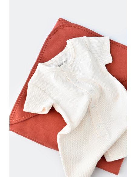 UP-BC-CSYW1014-3,Salopeta cu panataloni scurti - 100% bumbac organic - Ecru, Baby Cosy