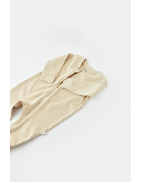 UP-BC-CSY3033-3,Salopeta cu fermoar cu maneca lunga si panataloni lungi - 100%bumbac organic - Crem, Baby Cosy