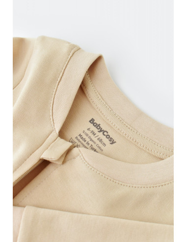 UP-BC-CSY3033-3,Salopeta cu fermoar cu maneca lunga si panataloni lungi - 100%bumbac organic - Crem, Baby Cosy