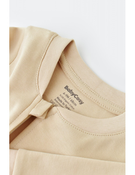 UP-BC-CSY3033-3,Salopeta cu fermoar cu maneca lunga si panataloni lungi - 100%bumbac organic - Crem, Baby Cosy