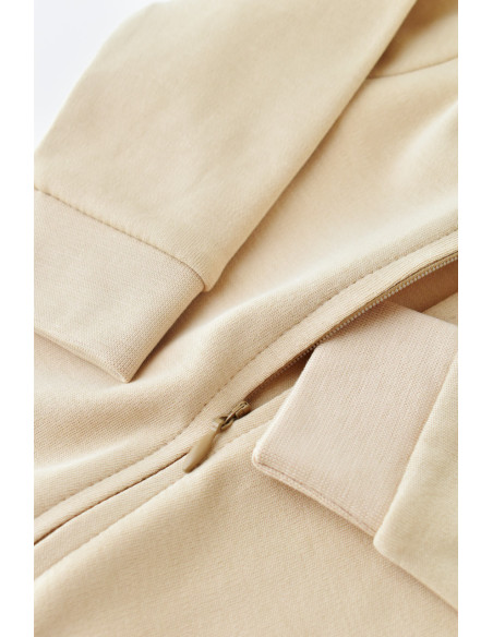 UP-BC-CSY3033-3,Salopeta cu fermoar cu maneca lunga si panataloni lungi - 100%bumbac organic - Crem, Baby Cosy
