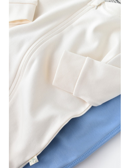 UP-BC-CSY3034-3,Salopeta cu fermoar cu maneca lunga si panataloni lungi - 100%bumbac organic - Ecru, Baby Cosy