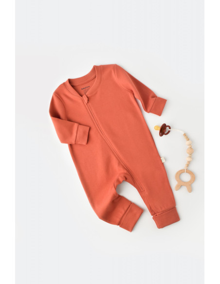 UP-BC-CSY3035-6,Salopeta cu fermoar cu maneca lunga si panataloni lungi - 100%bumbac organic - Scortisoara, Baby Cosy