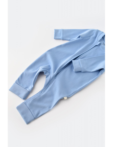 UP-BC-CSY3037-3,Salopeta cu fermoar cu maneca lunga si panataloni lungi - 100%bumbac organic - Bleu, Baby Cosy