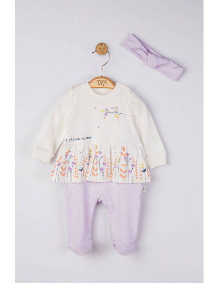 UP-tgs_4050_3,Set salopeta cu bentita "A day with mommy" pentru bebelusi, Tongs baby, Mov