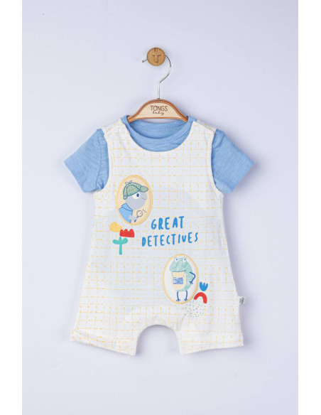 UP-tgs_4099_2,Set salopeta cu tricou Great detectives pentru bebelusi, Tongs baby, Albastru