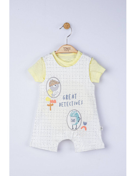 UP-tgs_4099_4,Set salopeta cu tricou Great detectives pentru bebelusi, Tongs baby, Galben