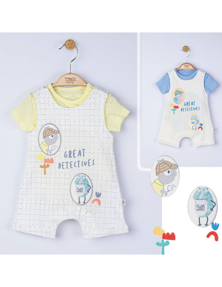 UP-tgs_4099_4,Set salopeta cu tricou Great detectives pentru bebelusi, Tongs baby, Galben