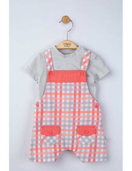 UP-tgs_4130_1,Set salopeta cu tricou in carouri pentru bebelusi, Tongs baby, Gri