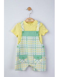 UP-tgs_4130_1,Set salopeta cu tricou in carouri pentru bebelusi, Tongs baby, Gri 2