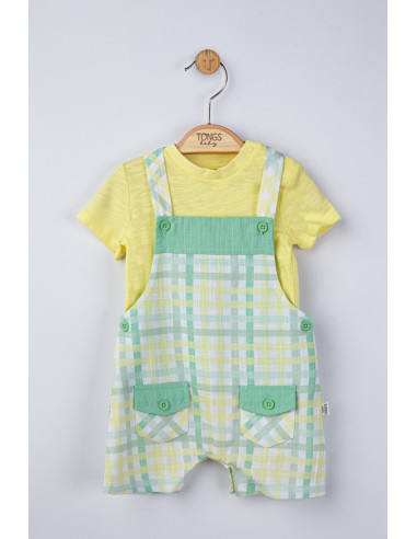 UP-tgs_4130_1,Set salopeta cu tricou in carouri pentru bebelusi, Tongs baby, Gri