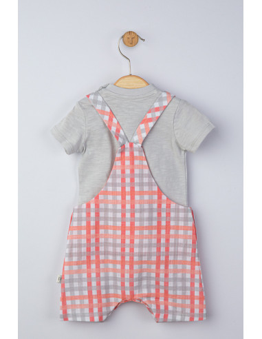 UP-tgs_4130_1,Set salopeta cu tricou in carouri pentru bebelusi, Tongs baby, Gri