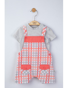 UP-tgs_4130_4,Set salopeta cu tricou in carouri pentru bebelusi, Tongs baby, Galben 2