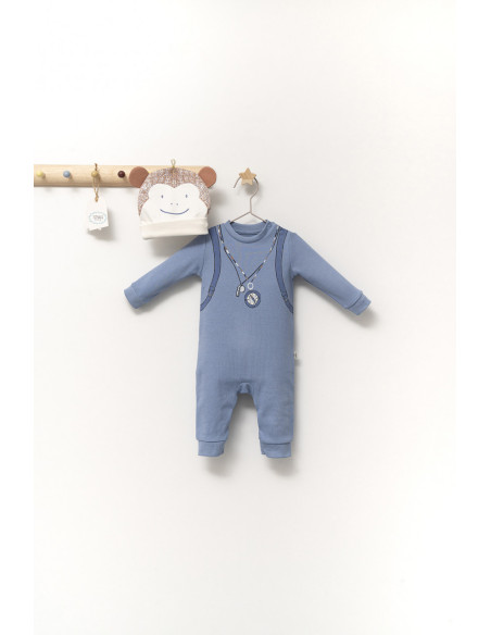 UP-tgs_4350_1,Set salopeta cu caciulita cu urechiuse pentru bebelusi Ursulet, Tongs baby, Albastru