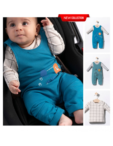 UP-tgs_2907_3,Set salopeta cu catelusi si bluzita pentru bebelusi, Tongs baby, Albastru