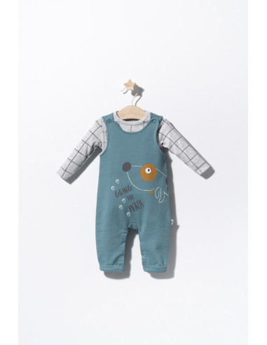 UP-tgs_2907_3,Set salopeta cu catelusi si bluzita pentru bebelusi, Tongs baby, Albastru