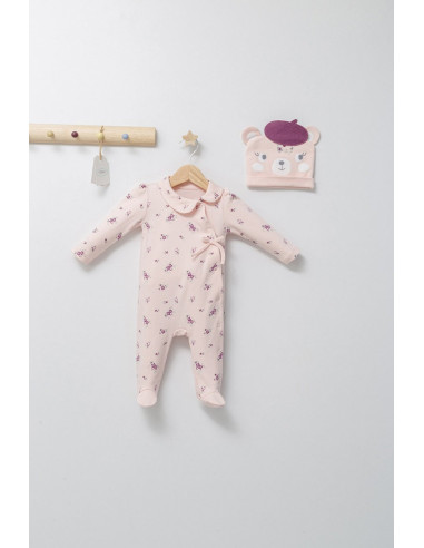 UP-tgs_4460-4,Set salopeta cu caciulita cu urechiuse pentru bebelusi Paris Love, Tongs baby, Ecru