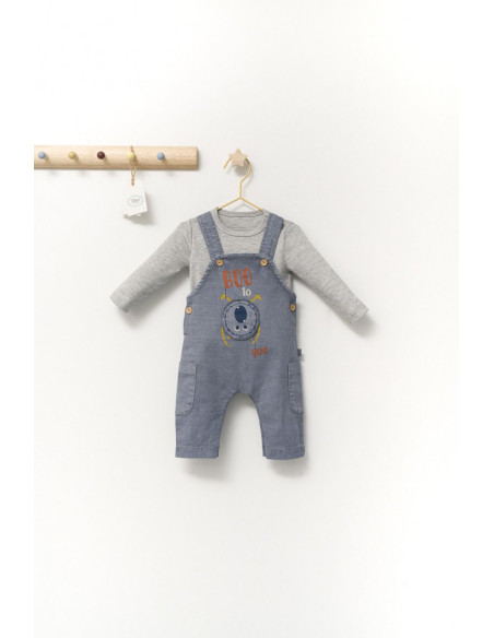 UP-tgs_4408-1,Set cu salopeta si bluzita pentru bebelusi Monster, Tongs baby, Gri