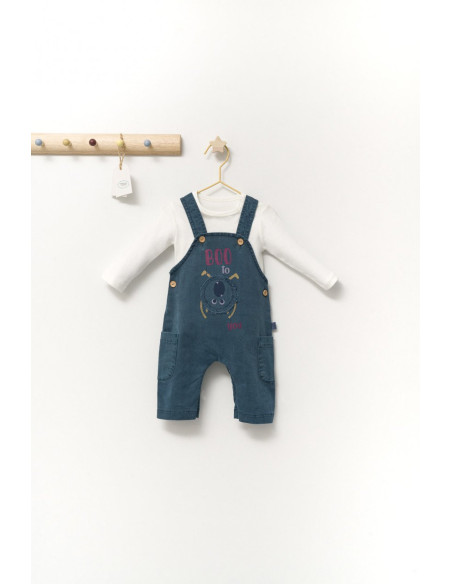 UP-tgs_4408-2,Set cu salopeta si bluzita pentru bebelusi Monster, Tongs baby, Turcoaz
