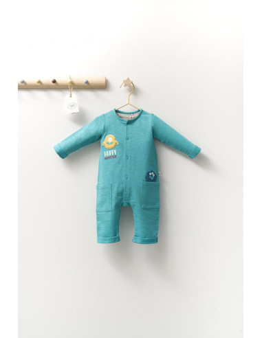 UP-tgs_4401-1,Salopeta cu buzunare pentru bebelusi Monster, Tongs baby, Turcoaz