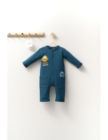 UP-tgs_4401-1,Salopeta cu buzunare pentru bebelusi Monster, Tongs baby, Turcoaz