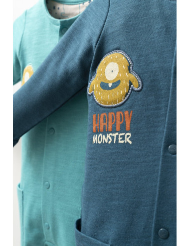 UP-tgs_4401-1,Salopeta cu buzunare pentru bebelusi Monster, Tongs baby, Turcoaz
