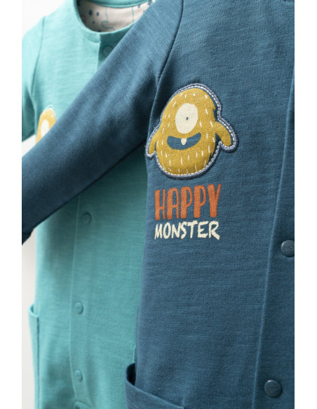 UP-tgs_4401-4,Salopeta cu buzunare pentru bebelusi Monster, Tongs baby, Bleumarin