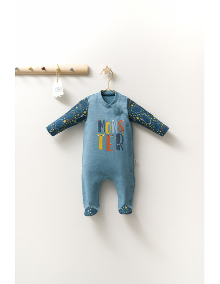 UP-tgs_4400-5,Salopeta pentru bebelusi cu botosei Monster, Tongs baby, Turcoaz