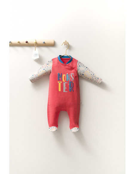 UP-tgs_4400-5,Salopeta pentru bebelusi cu botosei Monster, Tongs baby, Turcoaz
