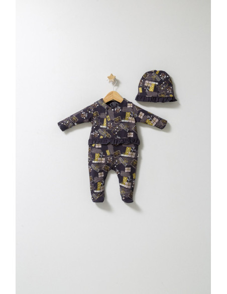 UP-tgs_4560-1,Set salopeta cu caciulita cu volanas pentru bebelusi Fun Penguin, Tongs baby, Gri