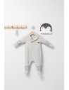 UP-tgs_4500-2,Salopeta pentru bebelusi cu botosei si caciulita Penguins, Tongs baby, Gri