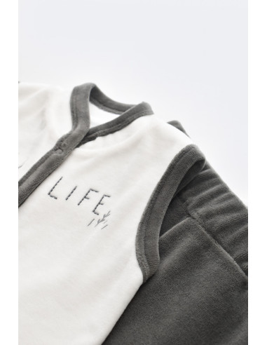 UP-BC-CSYK6024-3,Set 3 piese Broscuta cu body, pantalonasi si vestuta din 80%bumbac organic si 20% poliester - Antracit, Baby Co