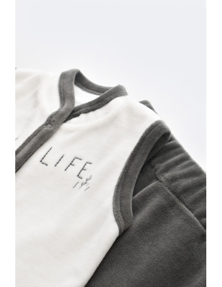 UP-BC-CSYK6024-3,Set 3 piese Broscuta cu body, pantalonasi si vestuta din 80%bumbac organic si 20% poliester - Antracit, Baby Co