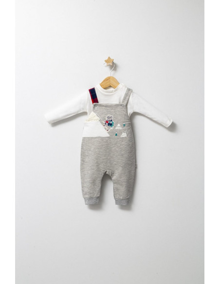 UP-tgs_4516-2,Set cu salopeta si bluzita pentru bebelusi Mountain, Tongs baby, Gri