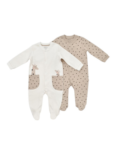 UP-BC-CSY5819-6,Set 2 salopete cu buzunare Girafa, Baby Cosy, 100% bumbac organic