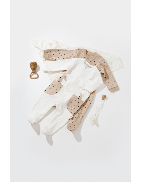 UP-BC-CSY5819-6,Set 2 salopete cu buzunare Girafa, Baby Cosy, 100% bumbac organic