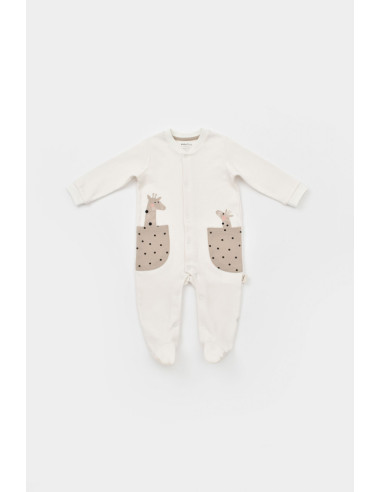 UP-BC-CSY5819-6,Set 2 salopete cu buzunare Girafa, Baby Cosy, 100% bumbac organic