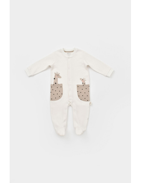UP-BC-CSY5819-6,Set 2 salopete cu buzunare Girafa, Baby Cosy, 100% bumbac organic