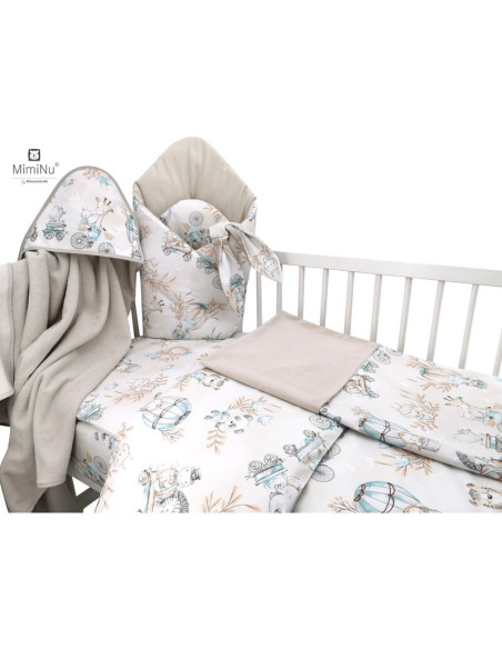 BN-6426972017688,MimiNu - Set pentru bebelusi, 6+1 piese, Cu paturica de infasat, Prosop, Paturica, Cearceaf 120x60 cm, Fata de 