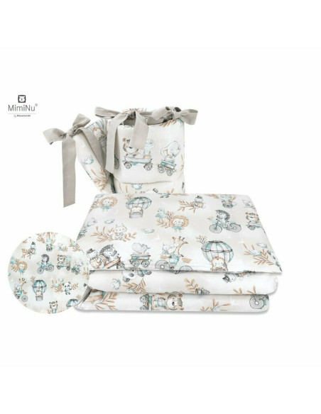 BN-6426972017688,MimiNu - Set pentru bebelusi, 6+1 piese, Cu paturica de infasat, Prosop, Paturica, Cearceaf 120x60 cm, Fata de 