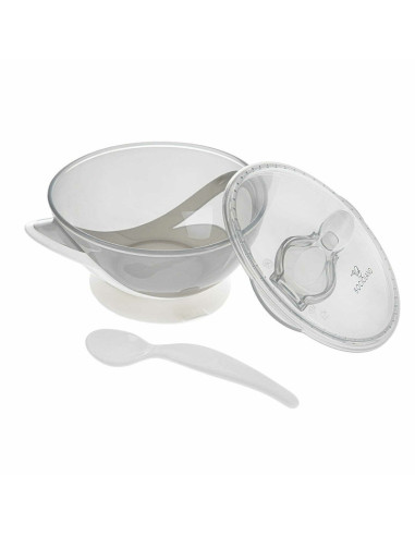 BN-BOC0545,Bocioland - Castron cu ventuza si lingurita, Fara BPA, 360 ml, 6 luni+, Gri